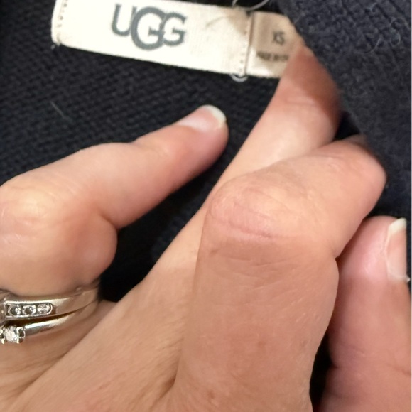 UGG Black Open Front Cardigan with Faux Fur Pockets | Size XS - Picture 6 of 6